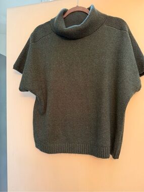 CAbi Olive Green Short Sleeve Turtleneck Sweater